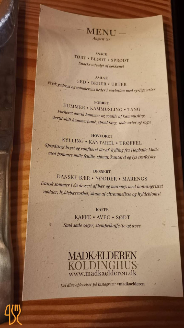 Madkælderen Koldinghus Menu
