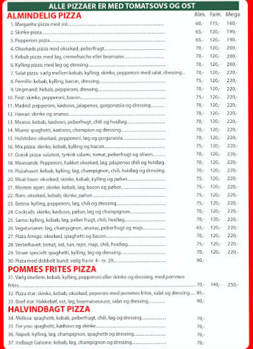 Pizza Huset Menu