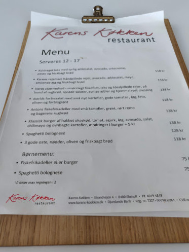 Karens Brasserie Menu