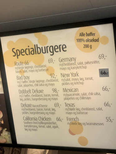 Route 66 Menu