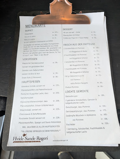Roegeriets Spisested Menu