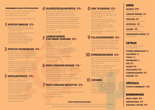 Cafe Pitstop Idestrup Menu
