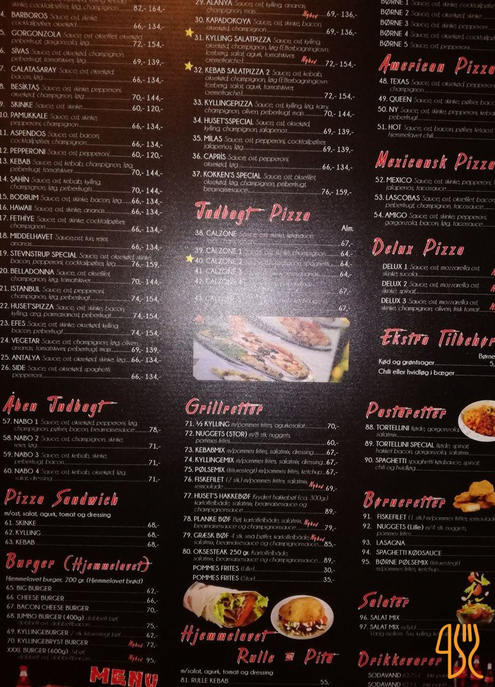 Stevnstrup Pizza And Grill Menu