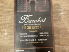 Barakat Pizza Grill menu