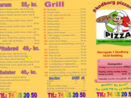 Skodborg Pizzaria menu