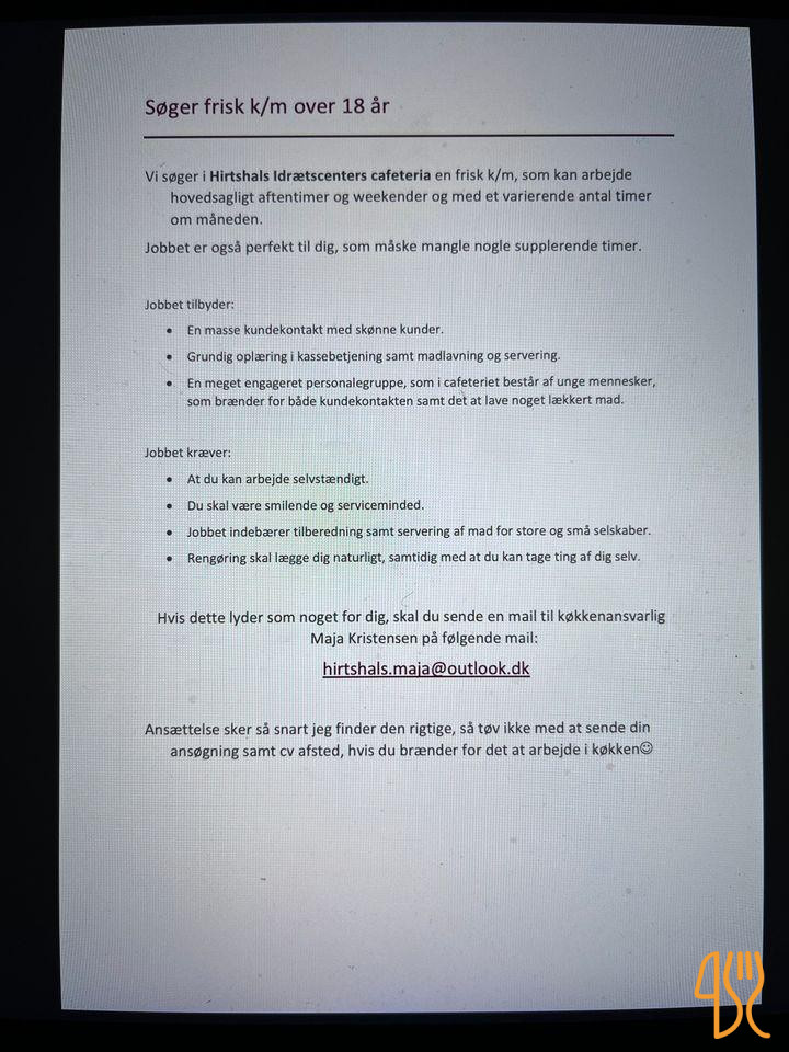 Hirtshals Idraetscenter, Lejr Og Vandrehjem Menu