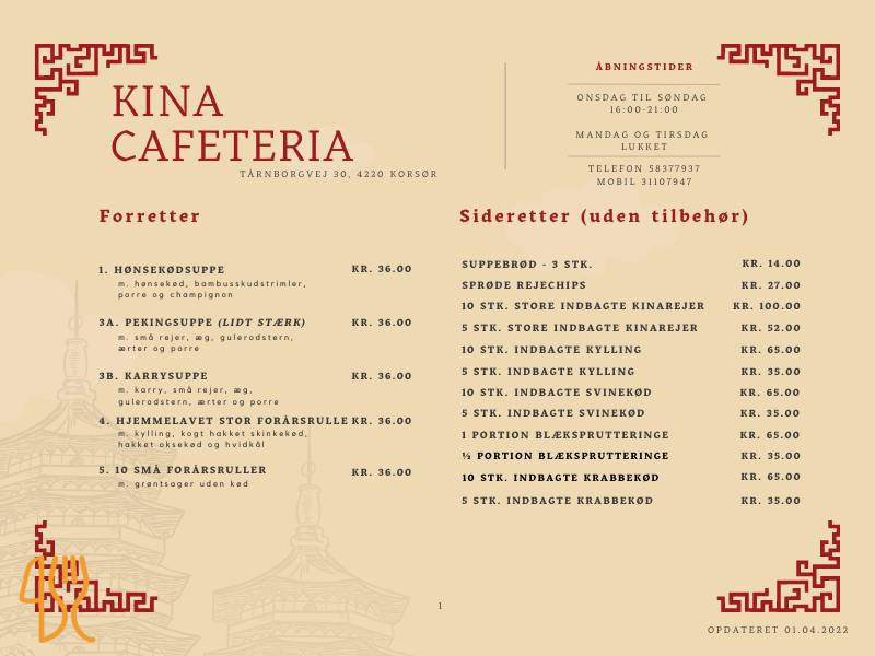 Kinda Cafeteria Og Grilk Menu