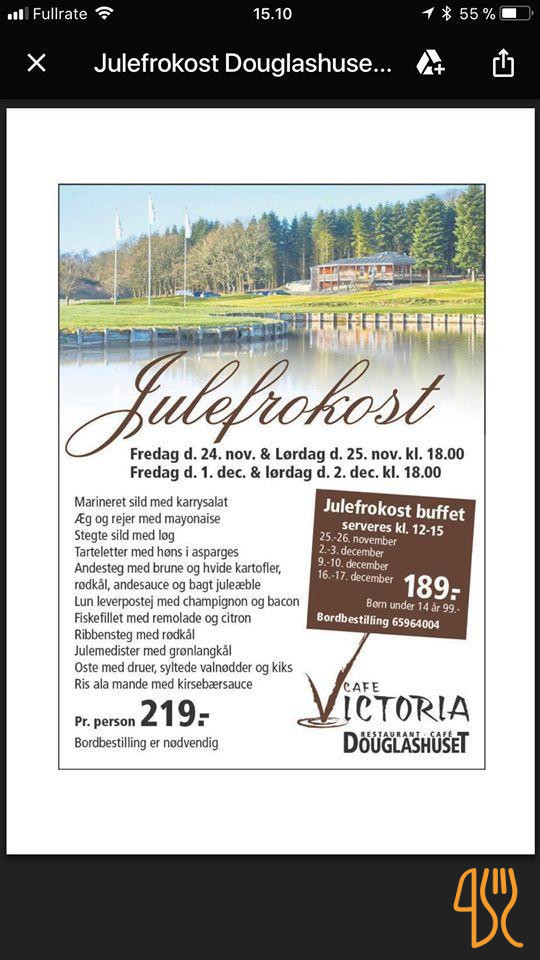 Cafe Victoria Douglashuset Menu