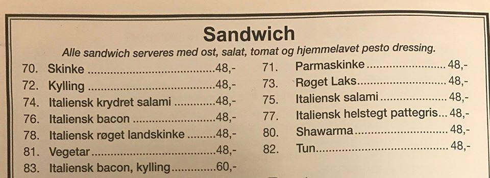 Benvenuti Menu