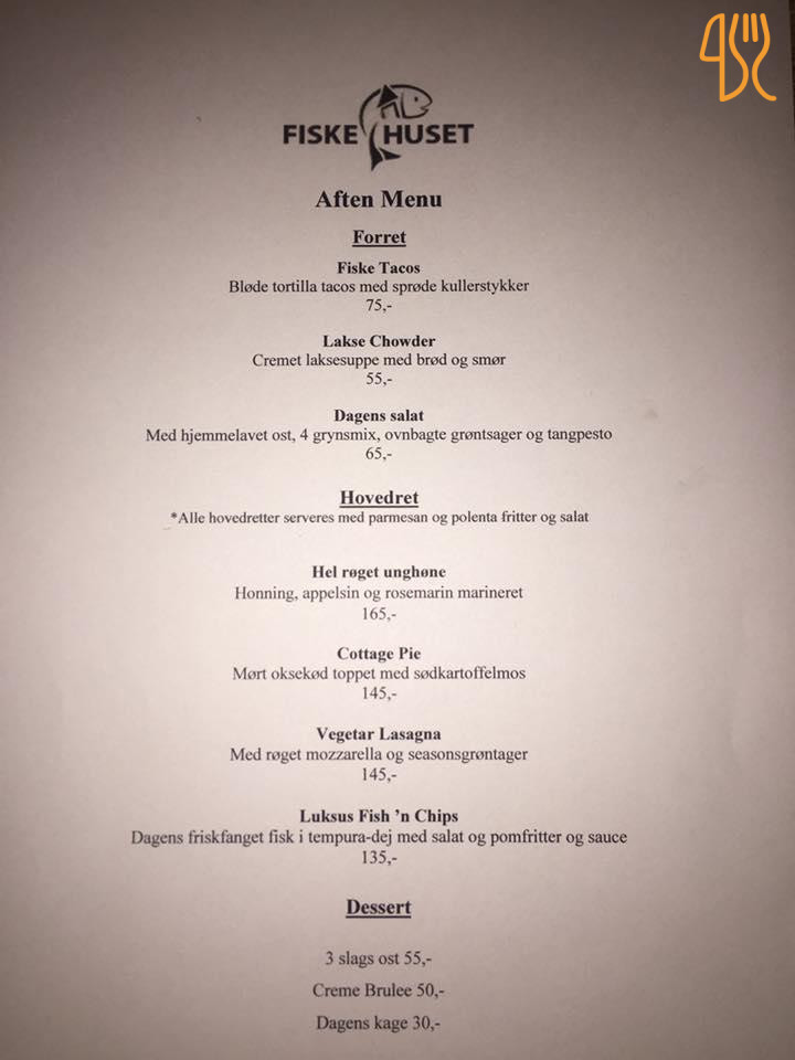Norsminde Fiskehus Menu