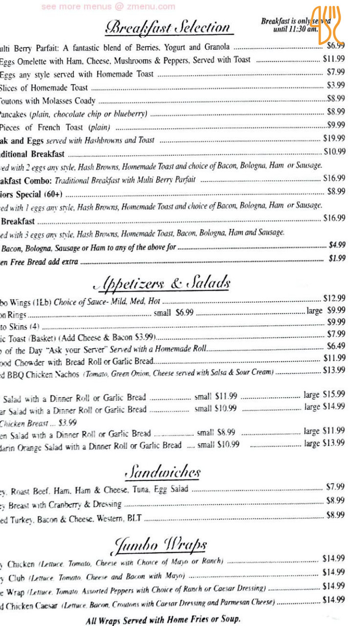 Club Riva Menu