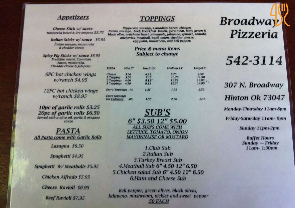 Guldkronen Menu
