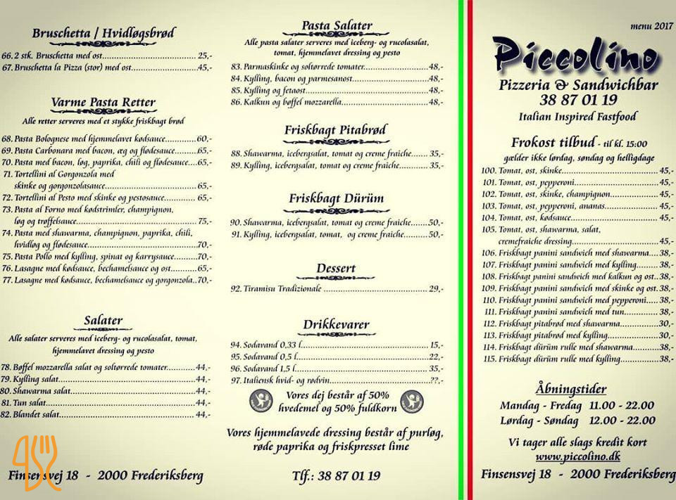 Piccolino Menu