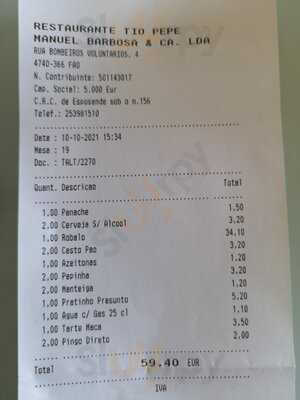 Landal Seawest Menu