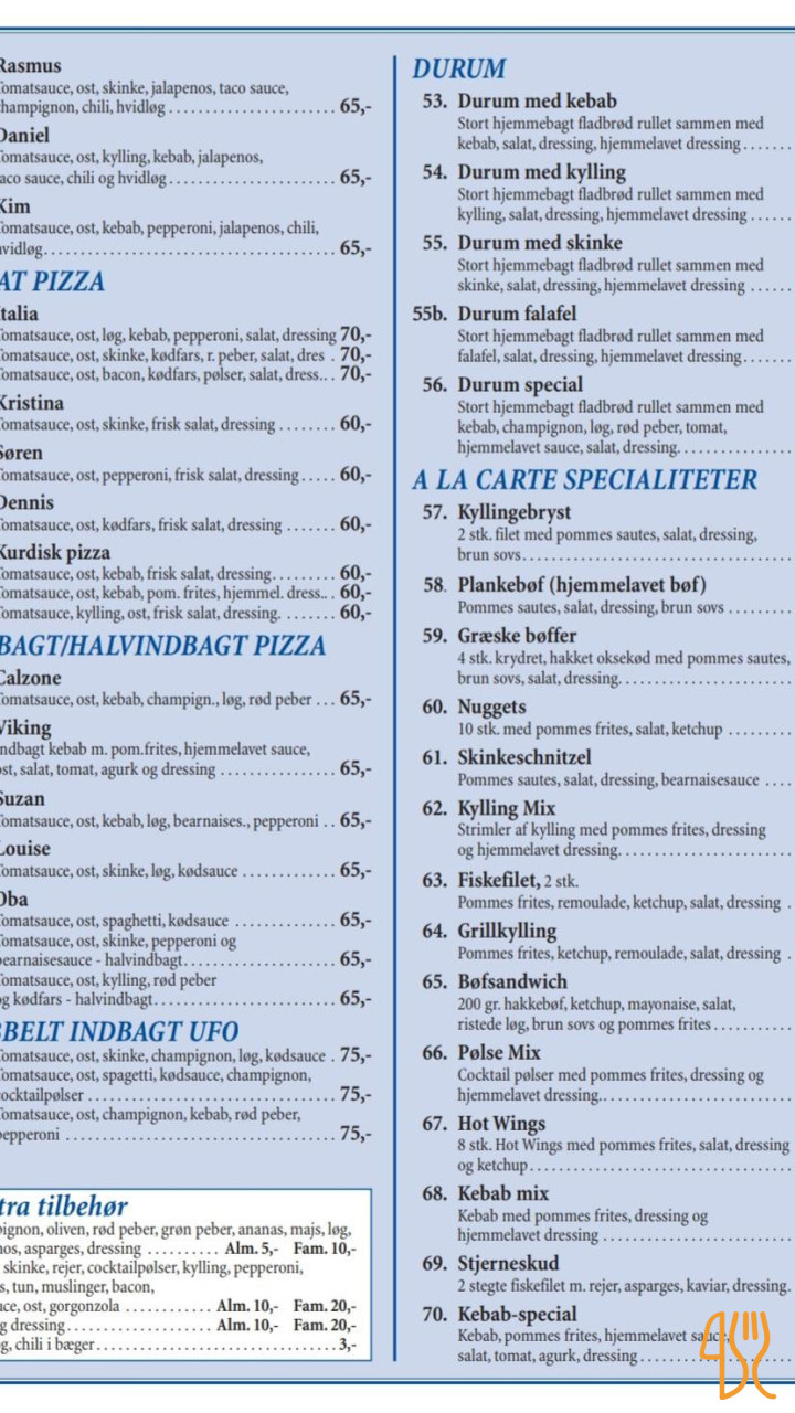 Mamma Mia Pizza Menu