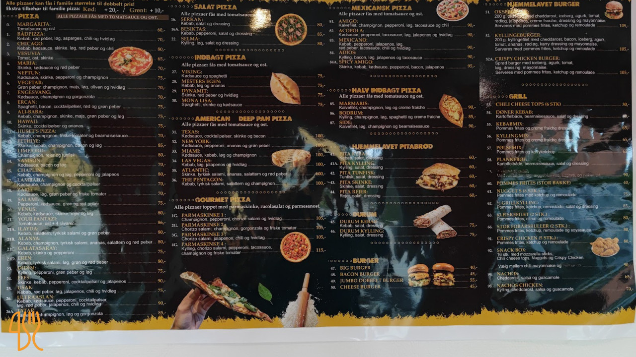 Engesvang Pizza Menu