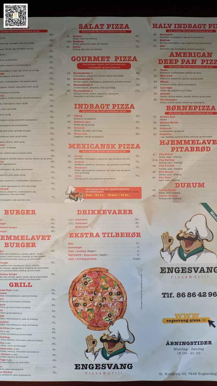 Engesvang Pizza Menu