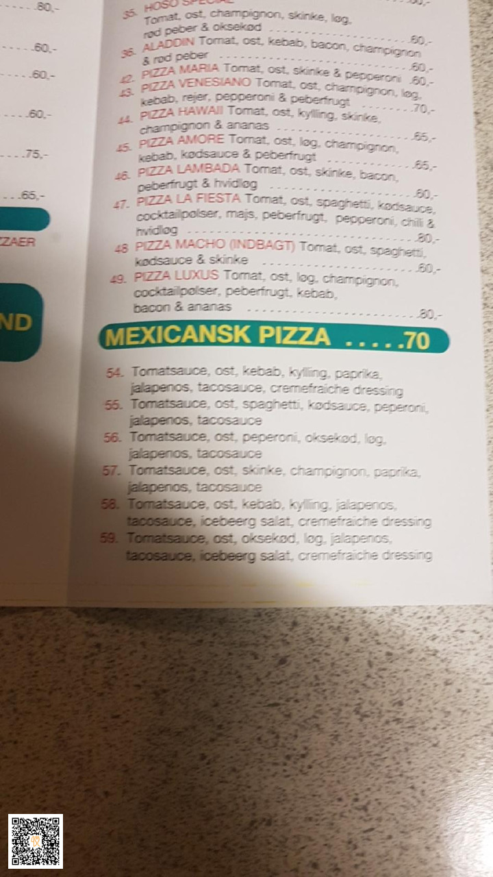 Aladdin Pizza V/sami Celik Menu