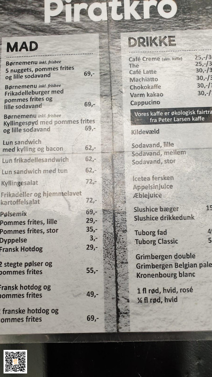 Piratkroen Menu