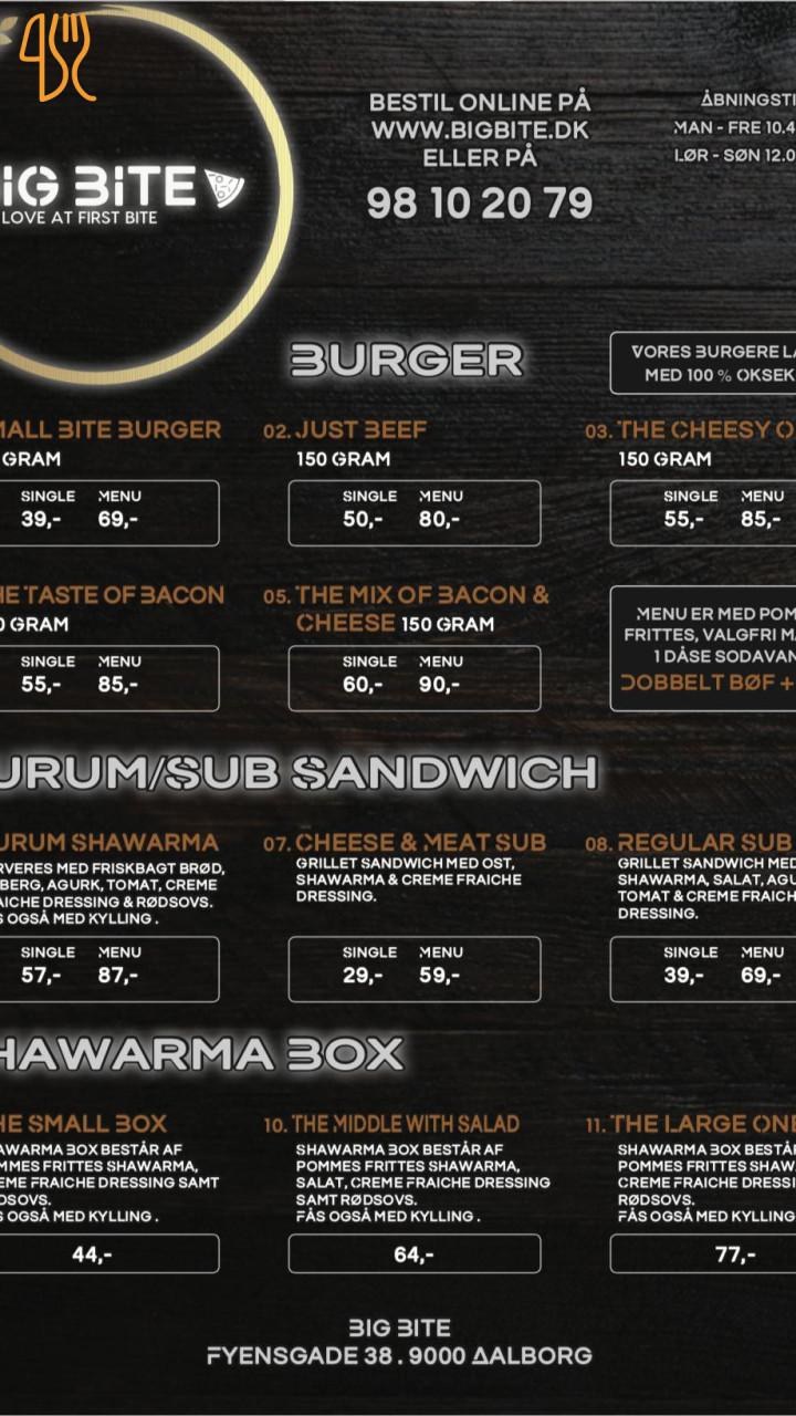 Big Bite Menu