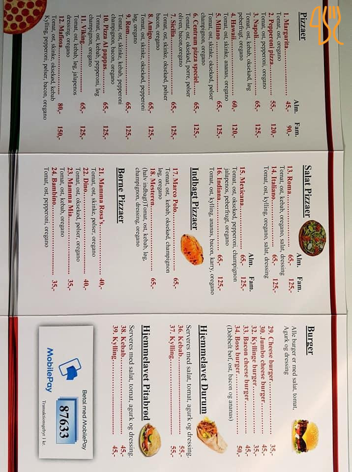 Centrum Pizza Cafe Menu