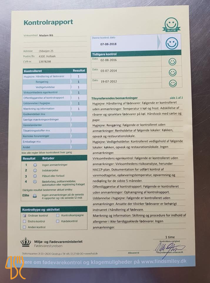 Traktoersted Madam Blaa Menu