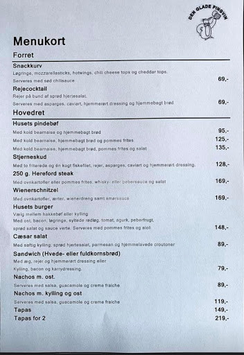 Den Glade Pingvin Menu